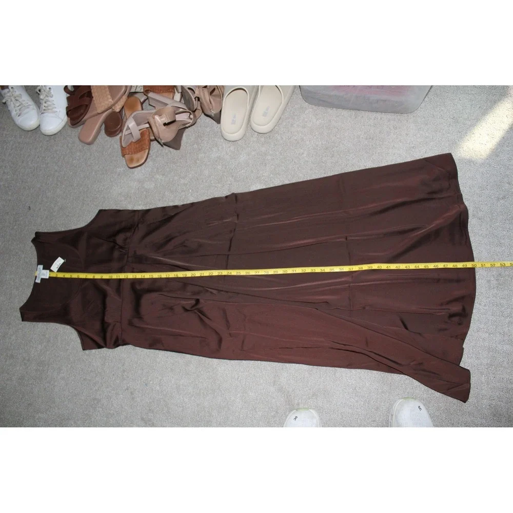 Rachel Zoe Women's Brown Satin Empire‎ Waist Scoop Neck Maxi Dress Medium NWT